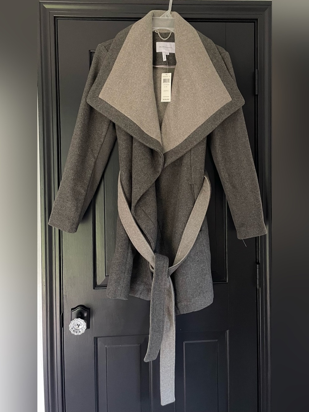 BCBGeneration Two-Tone Gray Wrap Trench Coat
